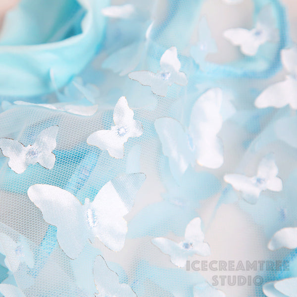 Baby Blue 3D Butterfly Mesh Top - Pet Clothing