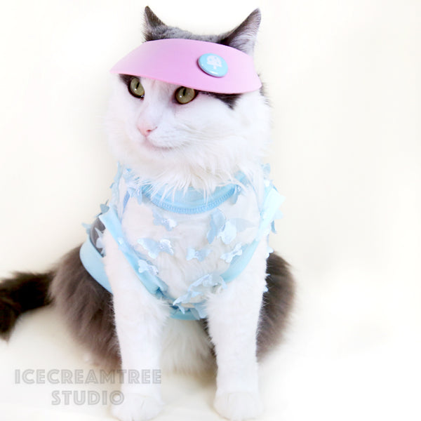 Baby Blue 3D Butterfly Mesh Top - Pet Clothing