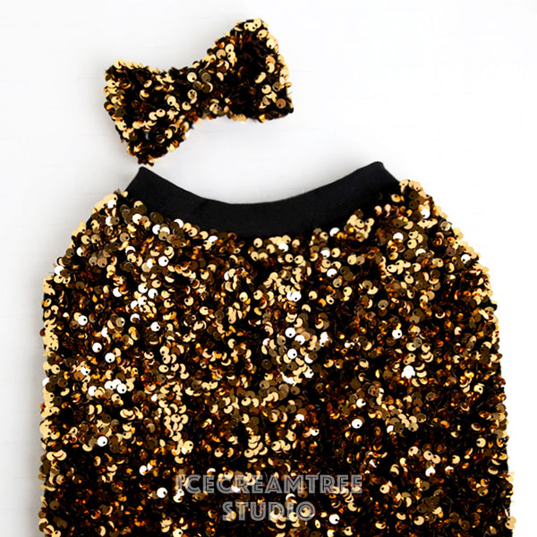 Gold Sequin Party Outfit Set - Pet Clothing