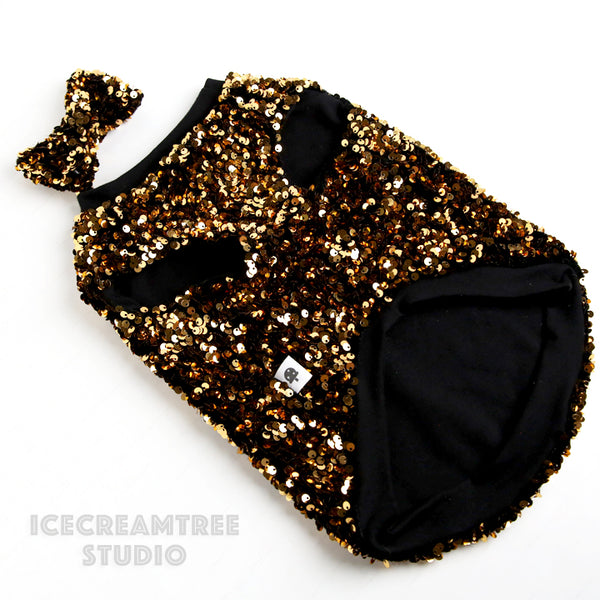 Gold Sequin Party Outfit Set - Pet Clothing