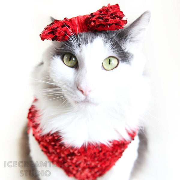 Green Sequin Bow Tie / Headband - Pet Bow Tie