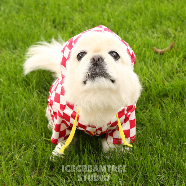 Blue Checker Raincoat - Pet Rain Jacket