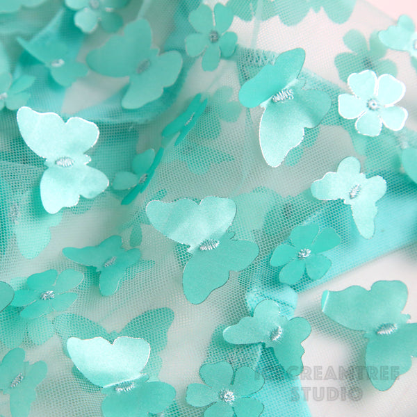 Aqua Mint 3D Butterfly Mesh Top - Pet Clothing