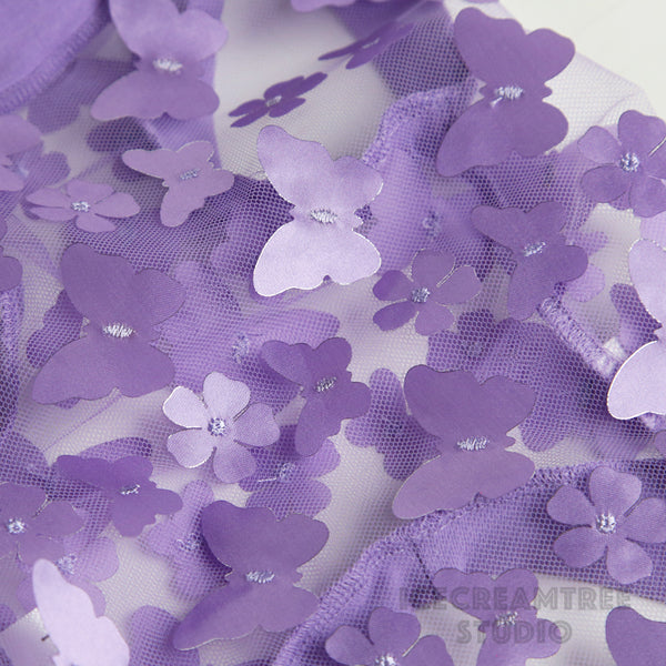 Purple Lilac 3D Butterfly Mesh Top - Pet Clothing