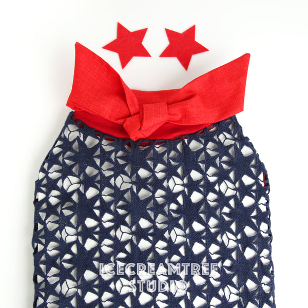 Navy Star Hallow Out Top Outfit Set - Pet Clothing