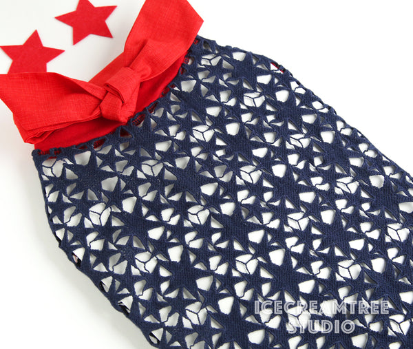 Navy Star Hallow Out Top Outfit Set - Pet Clothing