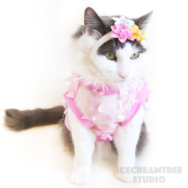 Purple Lilac 3D Butterfly Mesh Top - Pet Clothing