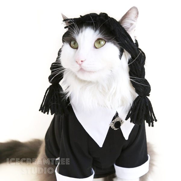 Black Yarn Wig Headband - Pet Photo Prop