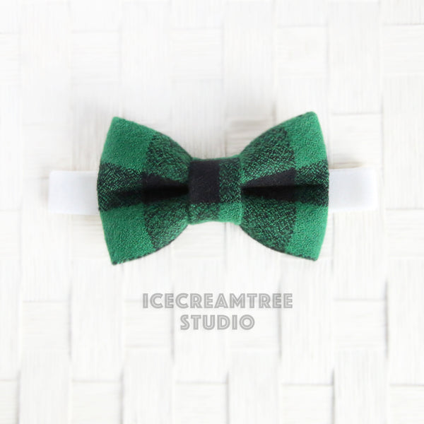 Flannel Black Green Buffalo Plaid Bow Tie - Pet Bow Tie