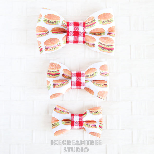 Hamburger Bow - Collar Slide on Bow