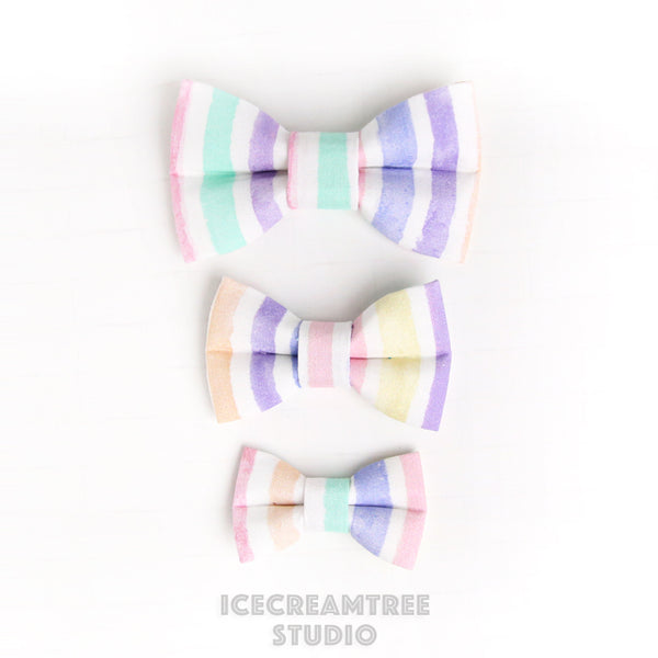 Pastel Stripes Bow - Collar Slide on Bow