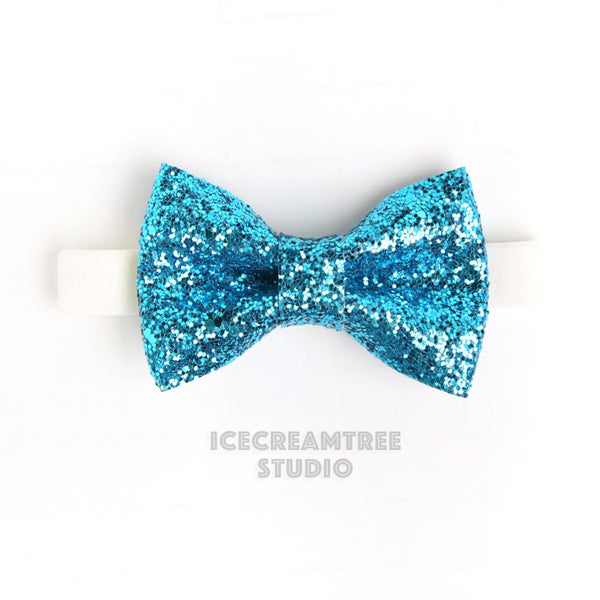 Sparkle Glitter Aqua Blue Bow Tie - Pet Bow Tie