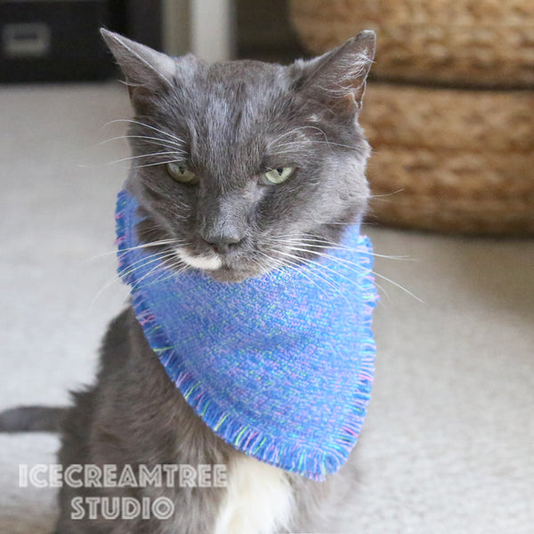 Blue Purple Tweed Bandana - Tie on Classic Flannel Pet Bandana Scarf