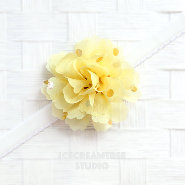 Little Yellow Gold Dot Bloom Collar Slide On - Small Flower Collar Accessory