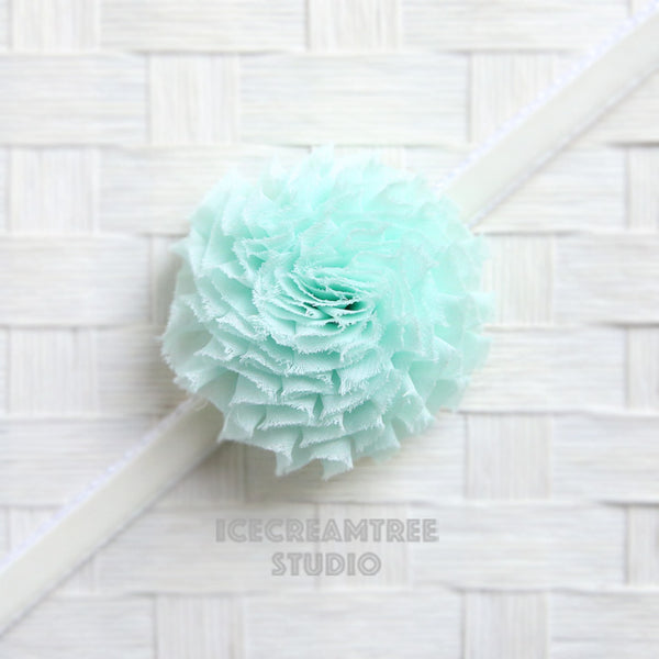 Aqua Mint Shabby Bloom Collar Slide On - Small Flower Collar Accessory