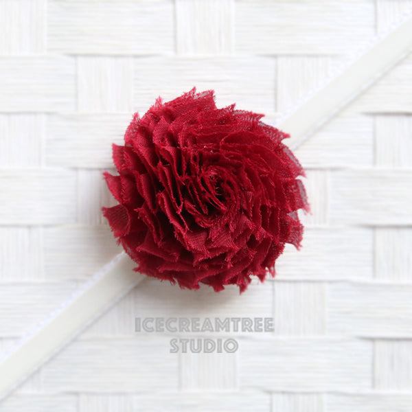 Maroon Red Shabby Bloom Collar Slide On - Small Flower Collar Accessory