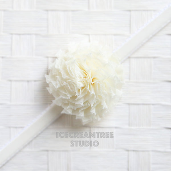 Ivory Shabby Bloom Collar Slide On - Small Flower Collar Accessory