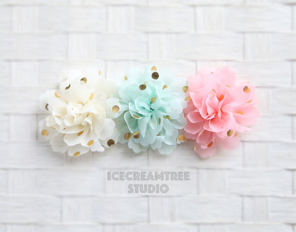 Little Mint Green Gold Dot Bloom Collar Slide On - Small Flower Collar Accessory