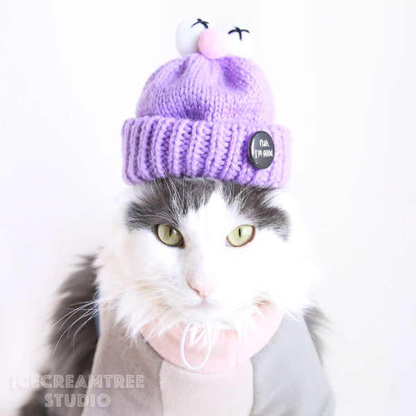 Muted Color Block Fleece Sweater and Beanie Urban Look Outfit - Pet Clothing