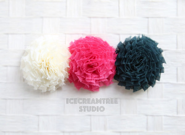 Peacock Blue Shabby Bloom Collar Slide On - Small Flower Collar Accessory