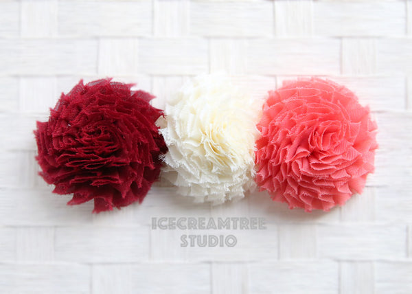 Coral Shabby Bloom Collar Slide On - Small Flower Collar Accessory