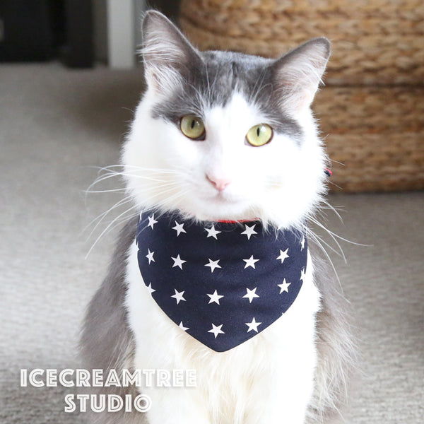 Navy Star Patriotic Bandana - Tie on Modern Pet Bandana Scarf