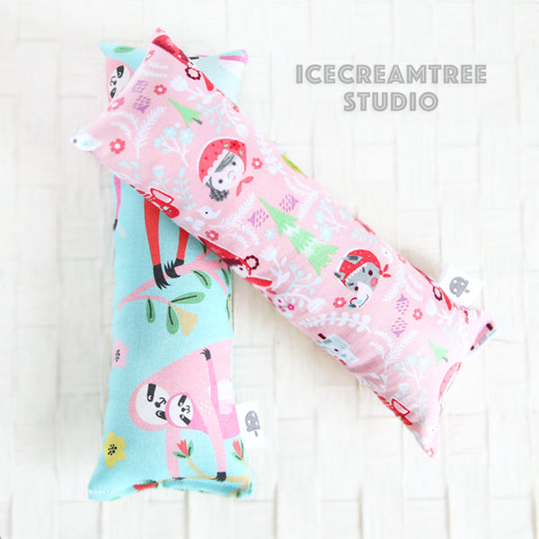 Aqua Sloths / Pink Little Red Riding Hood Catnip Kicker - Large Catnip Toy