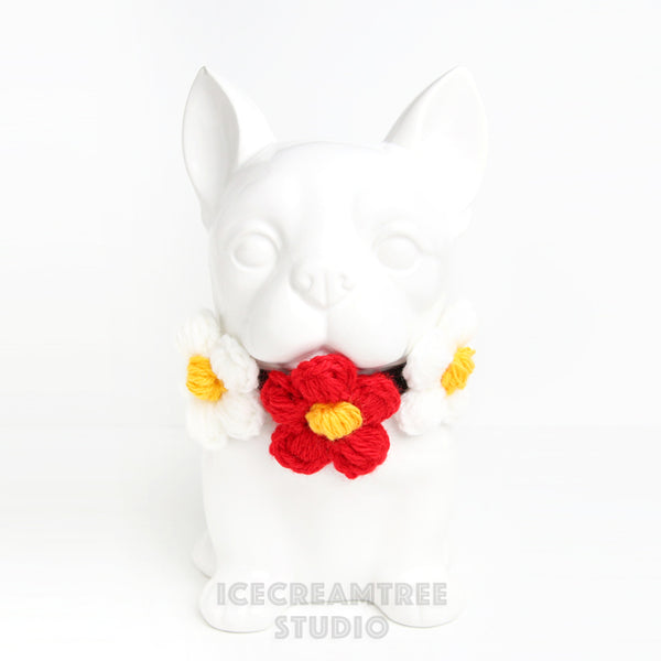 Puffy Red Daisy Look Outfit - Pet Clothing