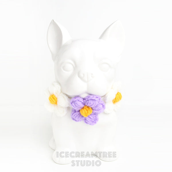Lavender Puffy Daisy Necklace - Elastic Pet Collar