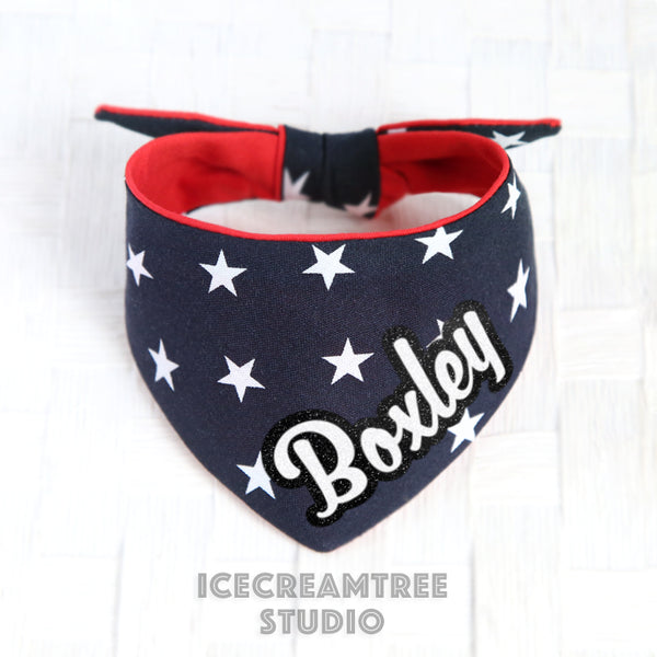 Navy Star Patriotic Bandana - Tie on Modern Pet Bandana Scarf
