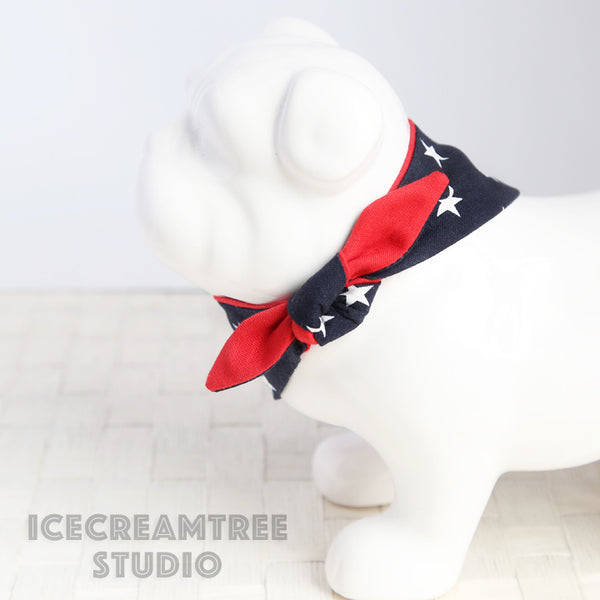 Navy Star Patriotic Bandana - Tie on Modern Pet Bandana Scarf