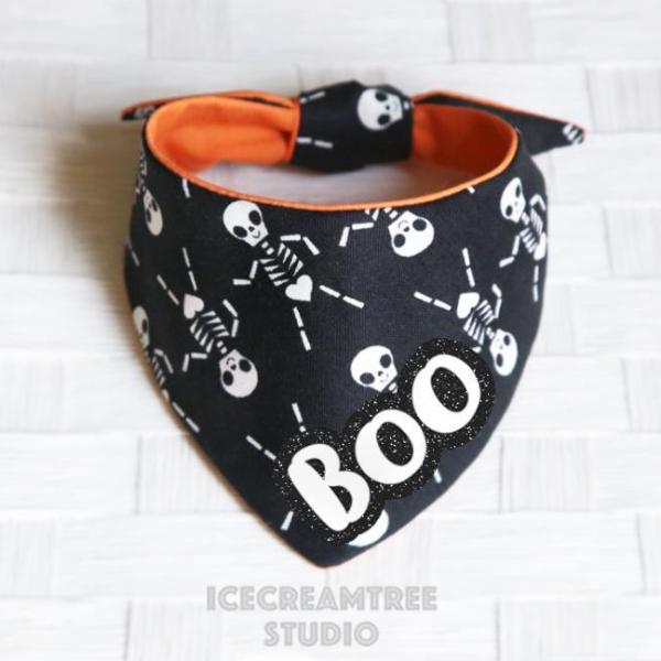 Black Dancing Skeleton - Tie on Modern Pet Bandana Scarf