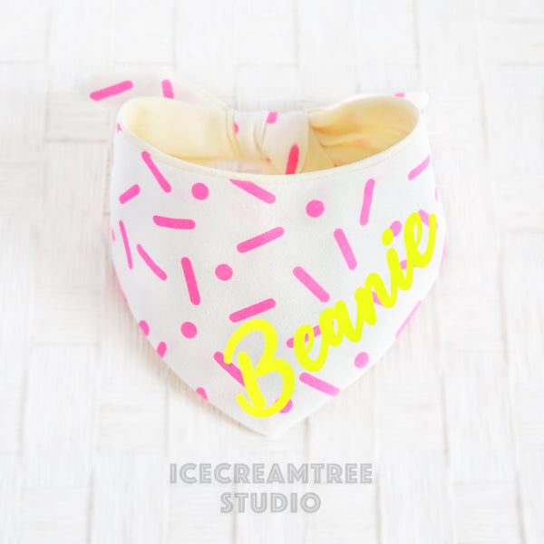 Neon Pink Sprinkles Bandana - Tie on Modern Pet Bandana Scarf