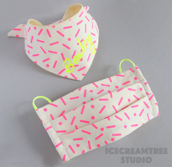 Neon Pink Sprinkles Bandana - Tie on Modern Pet Bandana Scarf