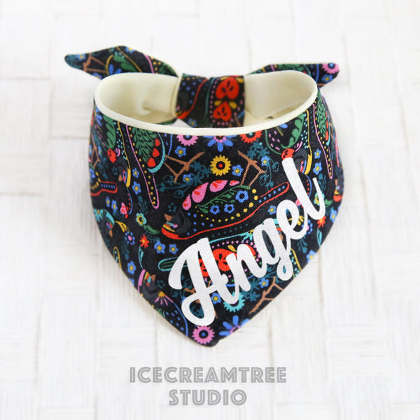 Black Bird Garden Bandana - Tie on Modern Pet Bandana Scarf