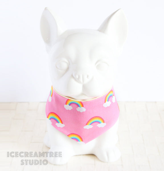 Pink Rainbow Bandana - Tie on Modern Pet Bandana Scarf