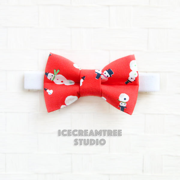Red Snowman Bow Tie - Pet Bow Tie