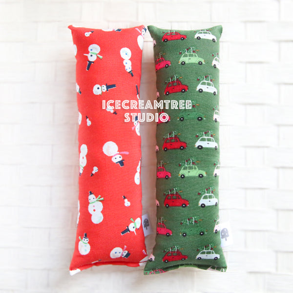 Green Christmas Tree on Car / Red Snowman Catnip Kicker - Large Catnip Toy