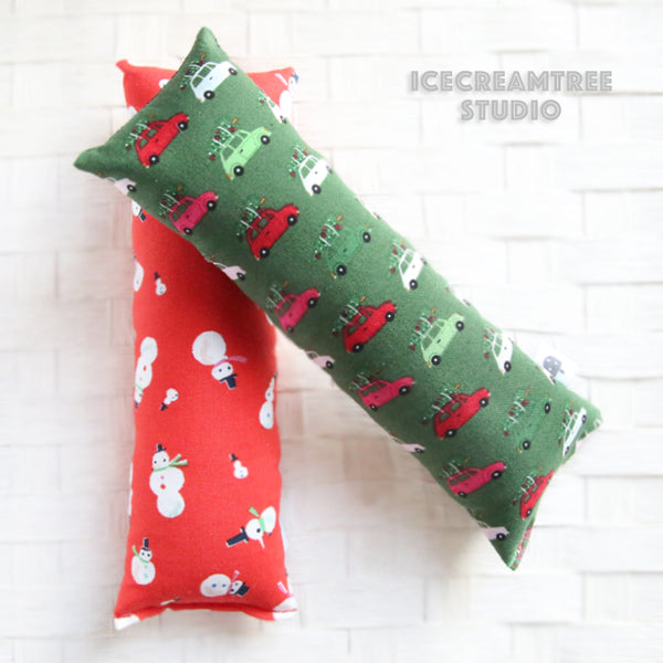 Green Christmas Tree on Car / Red Snowman Catnip Kicker - Large Catnip Toy