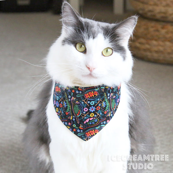 Black Bird Garden Bandana - Tie on Modern Pet Bandana Scarf