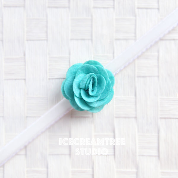 Round Felt Turquoise Flower Collar Slide On - Small Flower Collar Accessory