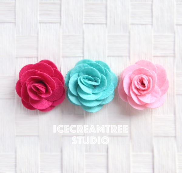 Round Felt Turquoise Flower Collar Slide On - Small Flower Collar Accessory