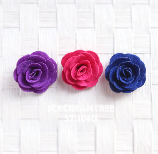 Round Felt Navy Blue Flower Collar Slide On - Small Flower Collar Accessory