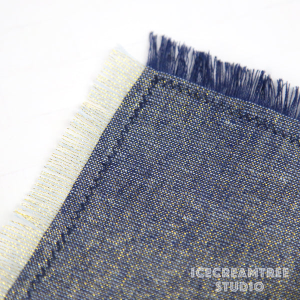 Navy Gold Sparkle Linen Bandana - Tie on Classic Linen Pet Bandana Scarf