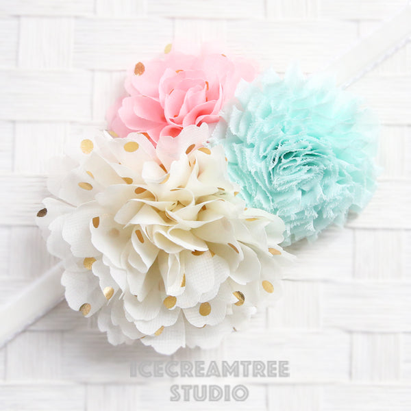 Cream Pink Aqua Bouquet Flower Collar Slide On - Bouquet Flowers Collar Accessory