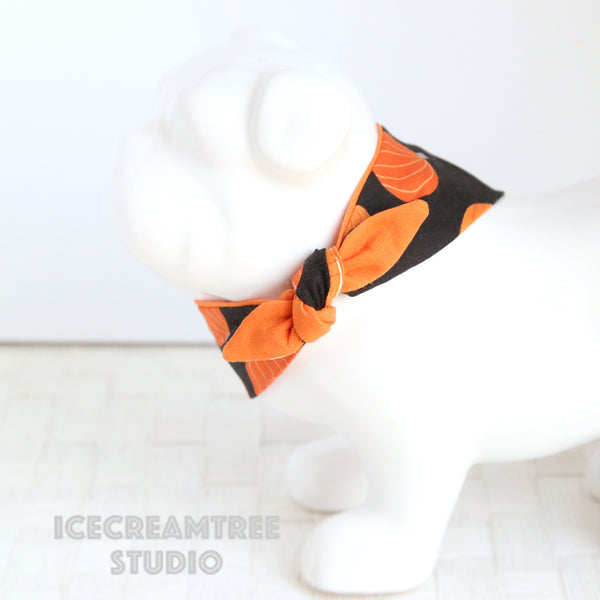 Black Orange Pumpkin Bandana (Glow in dark) - Tie on Modern Pet Bandana Scarf