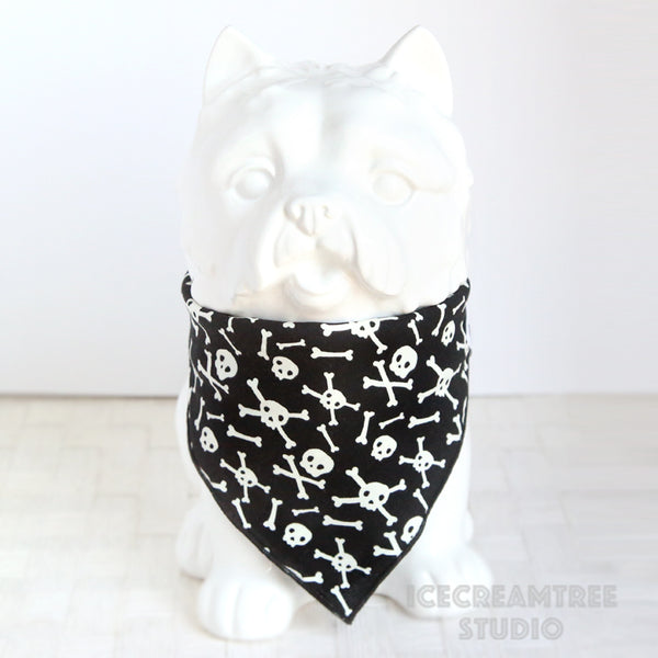 Black Skulls Bandana (Glow in dark) - Tie on Classic Pet Bandana Scarf