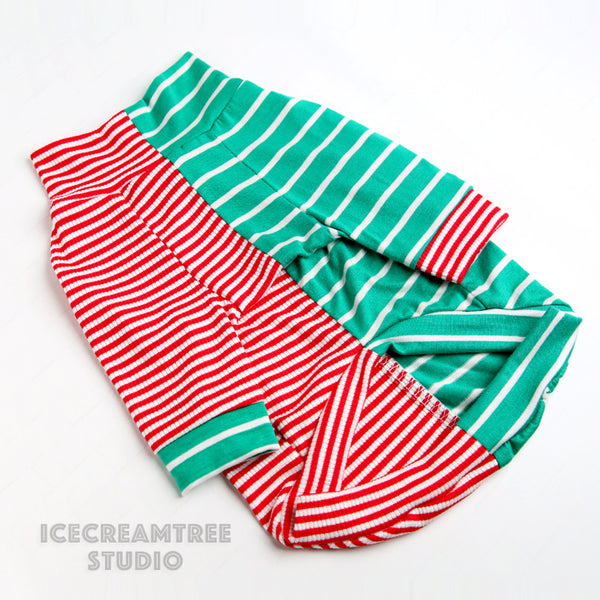 Half and Half Stripe Tshirt Pajama - Pet Clothing