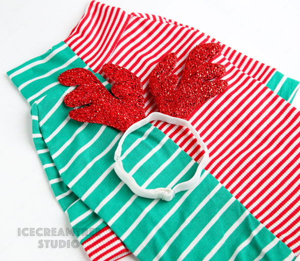 Half and Half Stripe Tshirt Pajama - Pet Clothing