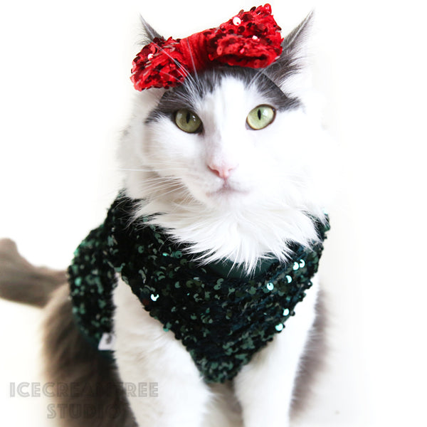 Holiday Red Sequin Party Outfit Set - Pet Clothing